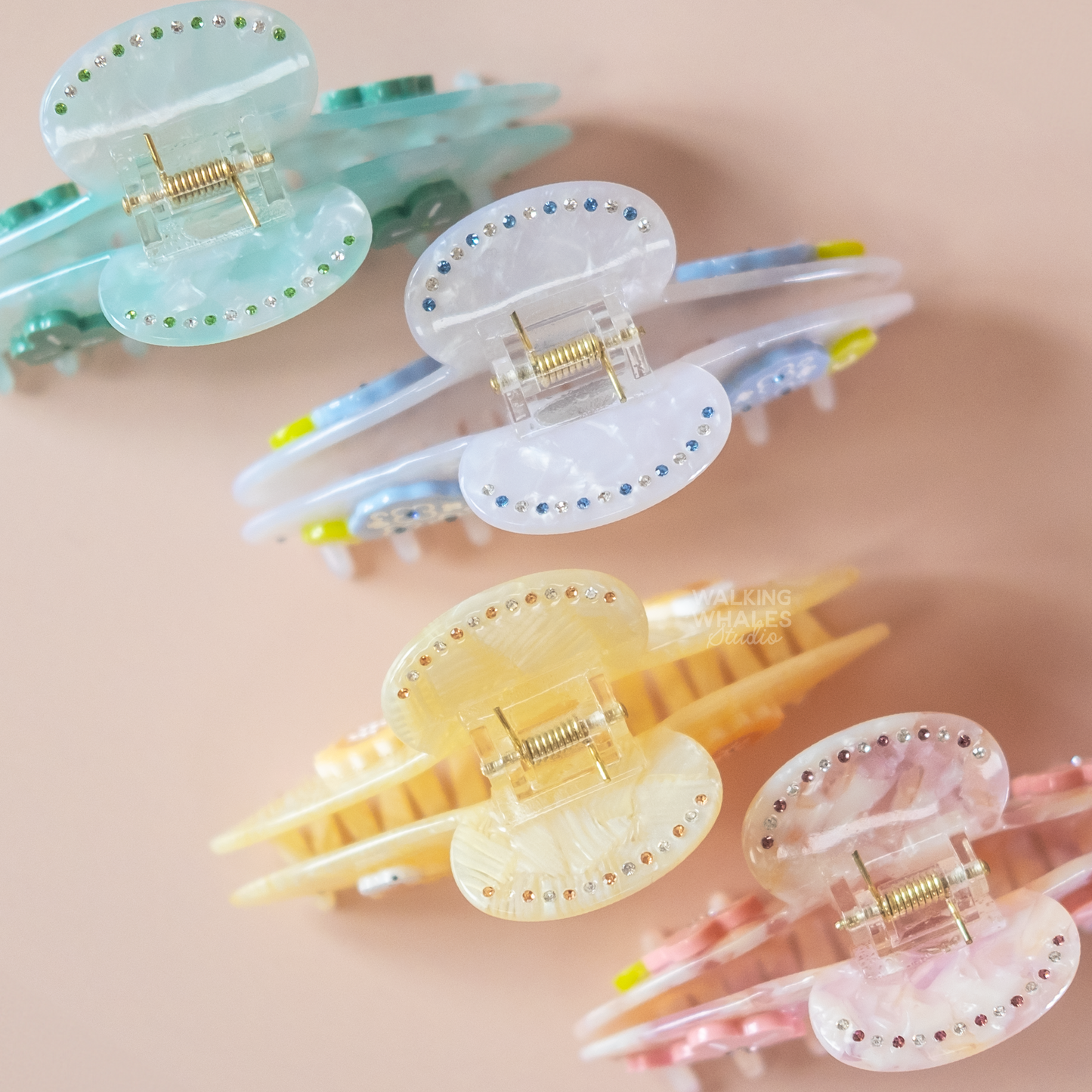 Clover & Frog Rhinestone Claw Clip