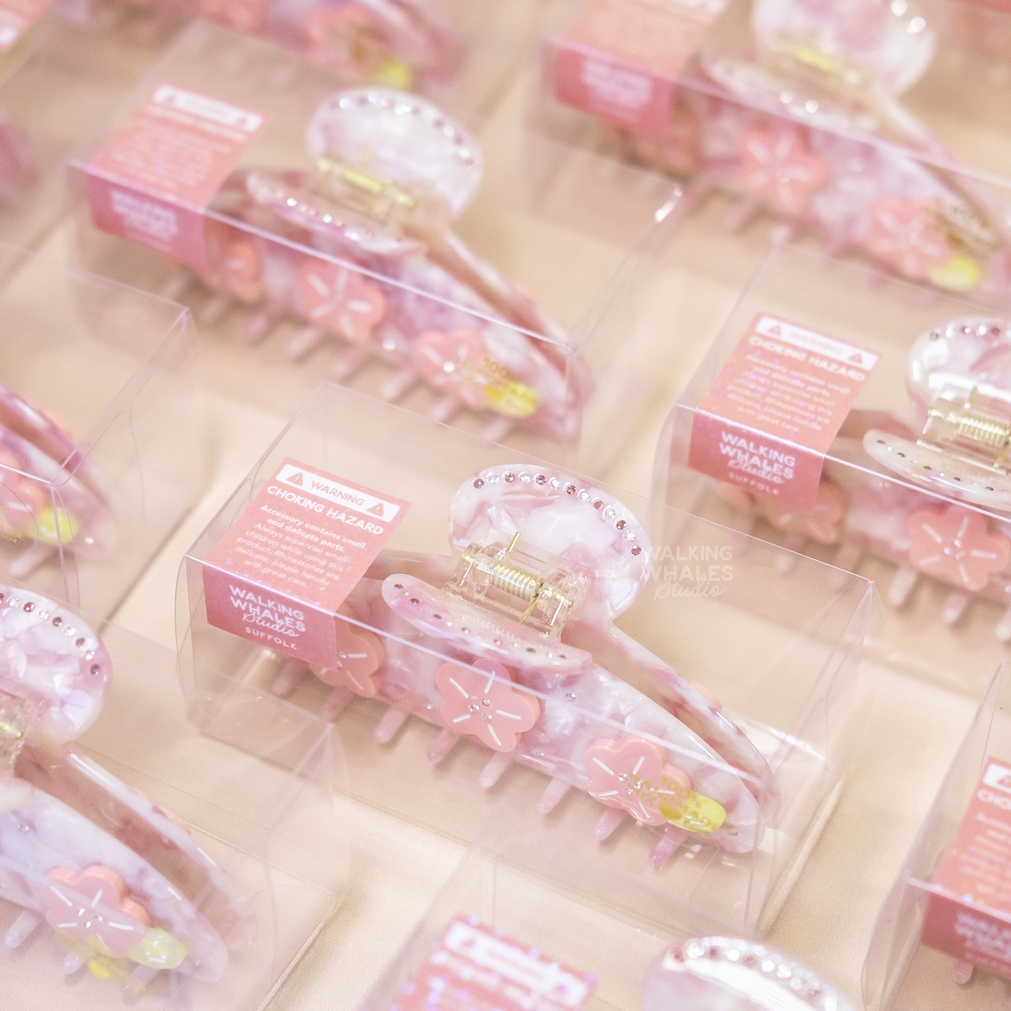 Cherry Blossom Rhinestone Claw Clip