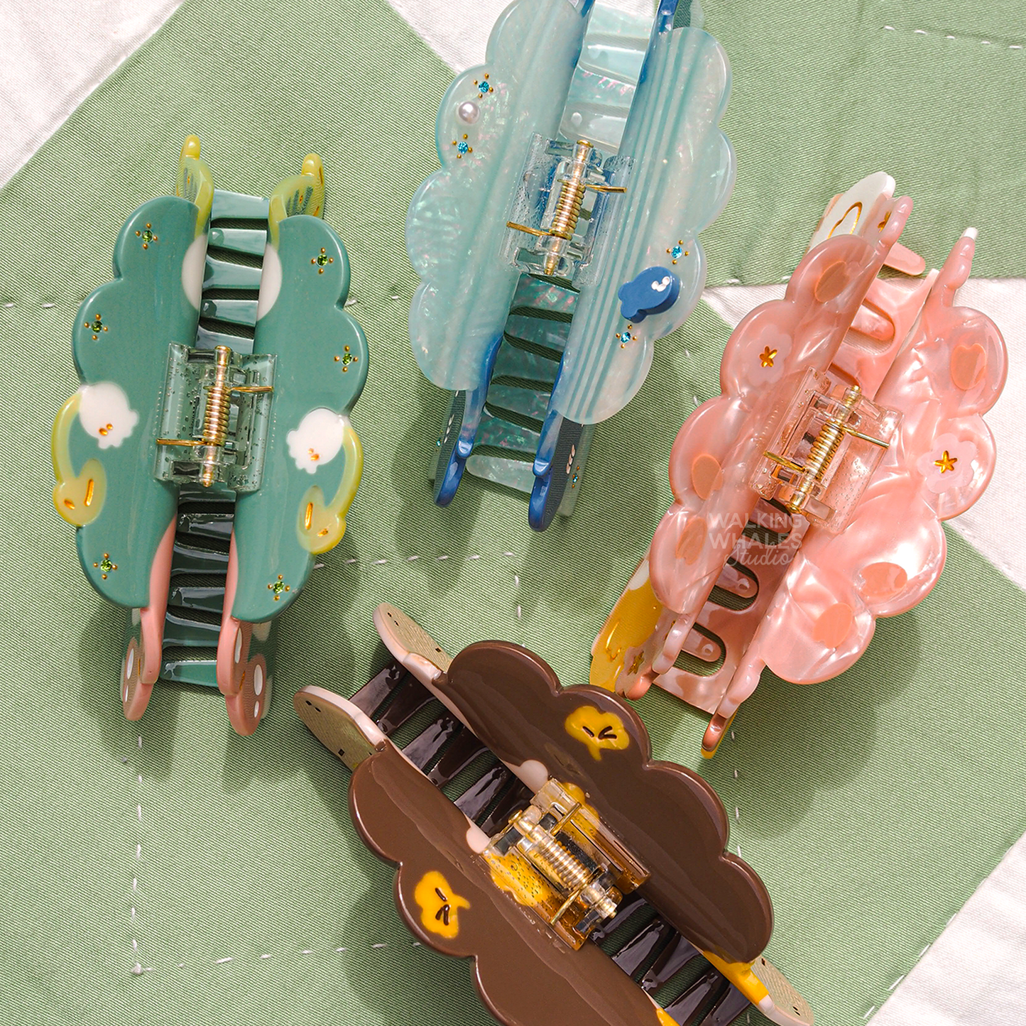 Picnic with Ducks Rhinestone Claw Clip