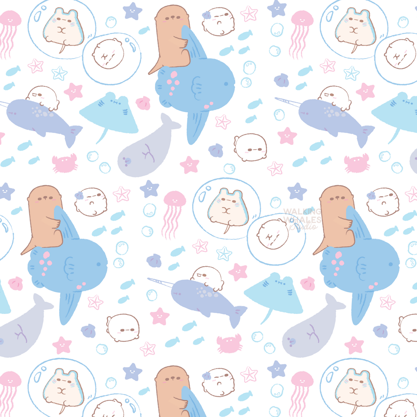 Satin Scrunchie in Marine Life