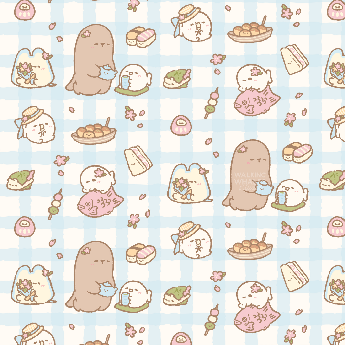 Satin Scrunchie in Blue Gingham