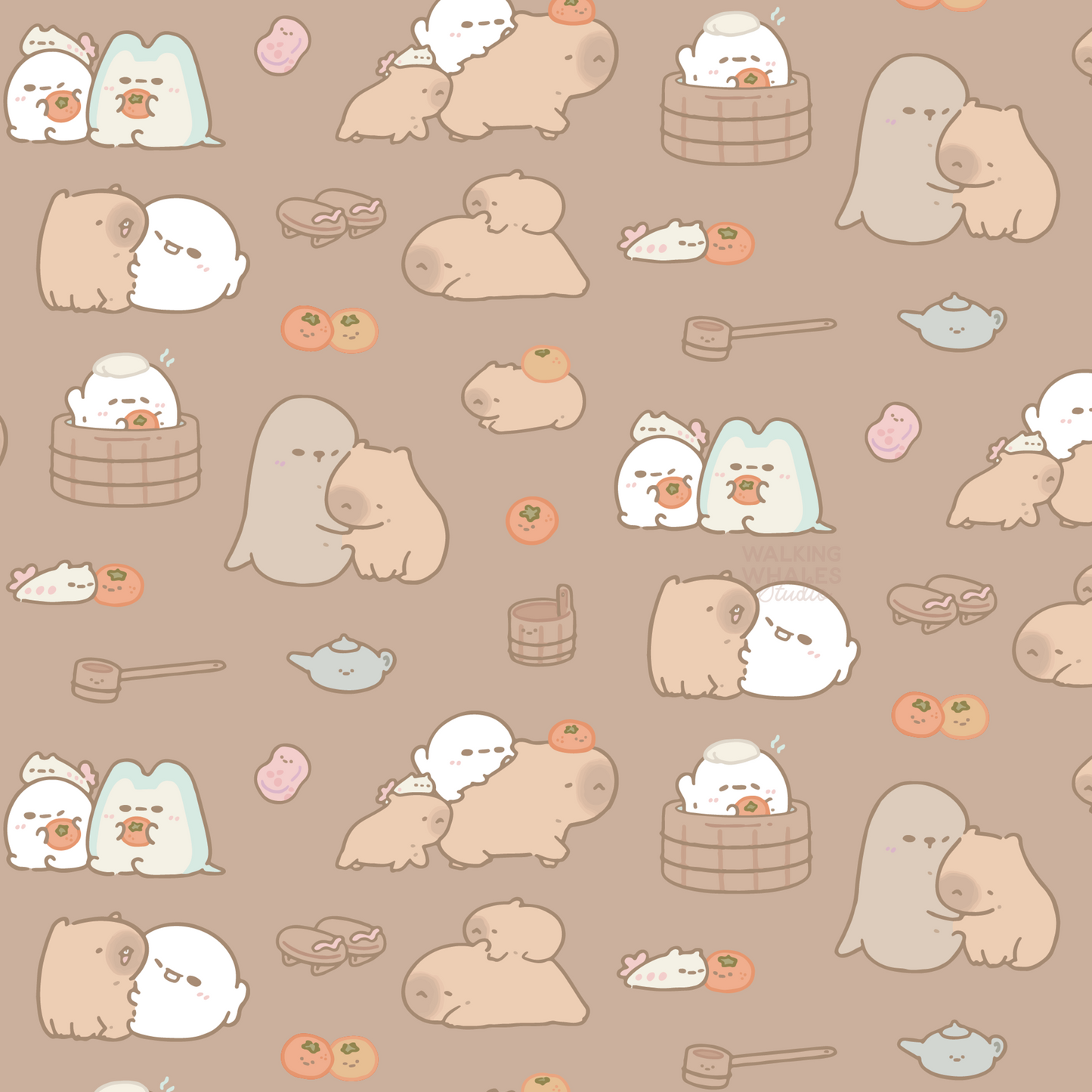 Satin Scrunchie in Capybara Onsen