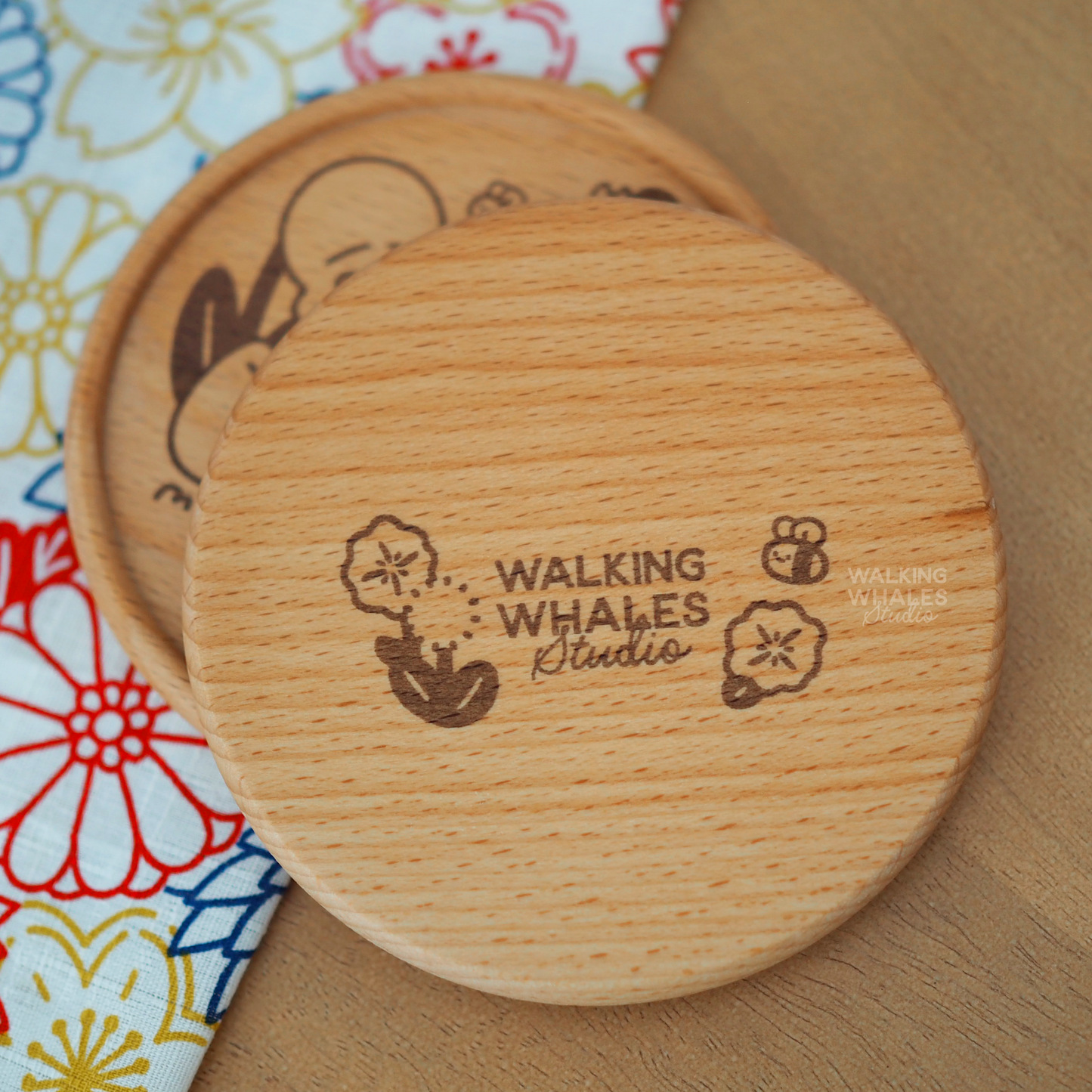 Frog Music Party Wooden Coaster