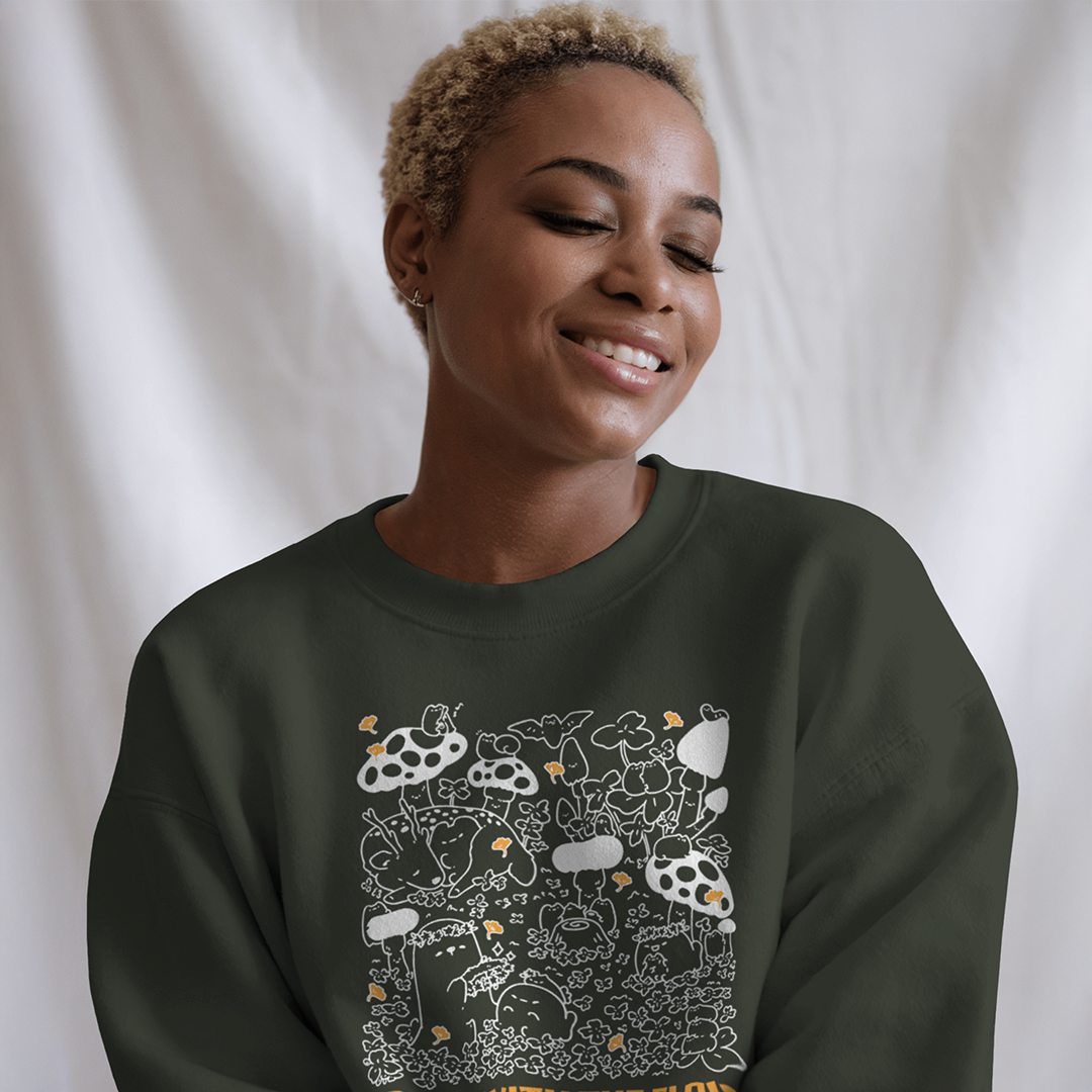 Mushroom Forest Oversized Fleece Sweatshirt