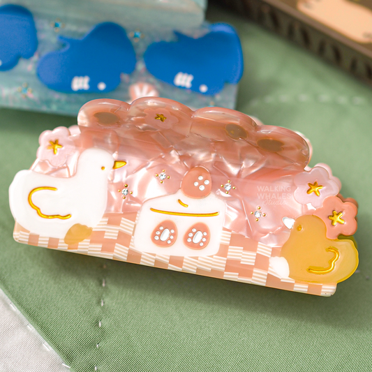 Picnic with Ducks Rhinestone Claw Clip