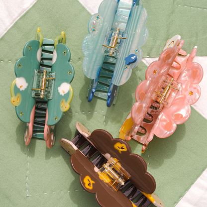 Capybara & Gingko Rhinestone Claw Clip