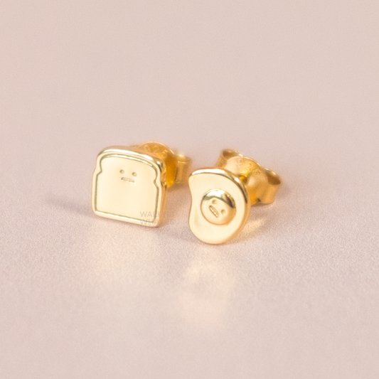 Egg & Toast Gold Plated Earrings