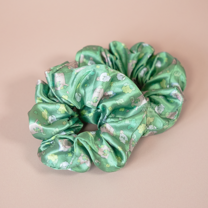 Satin Scrunchie in Clover & Frog