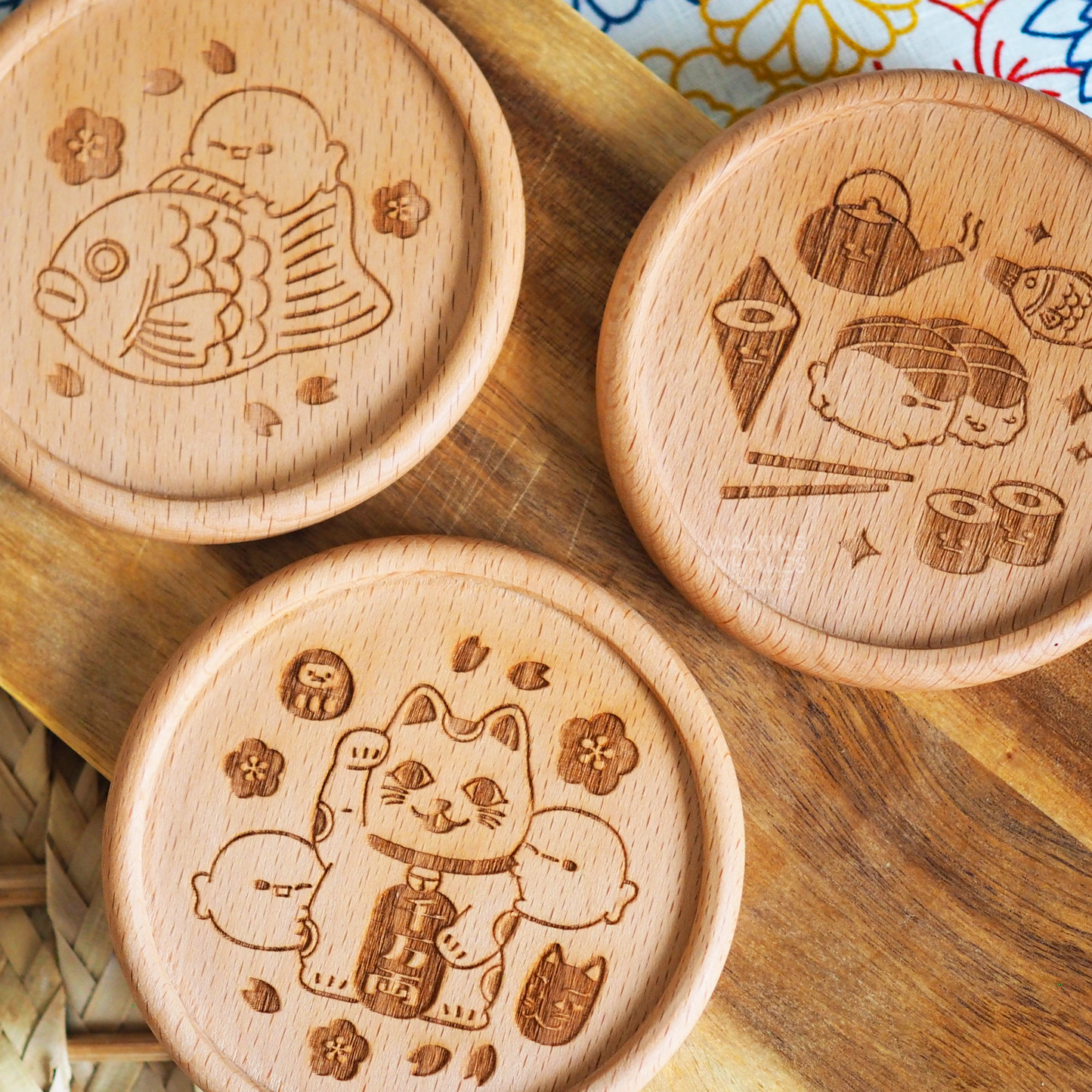 Sushi & Tea Wooden Coaster