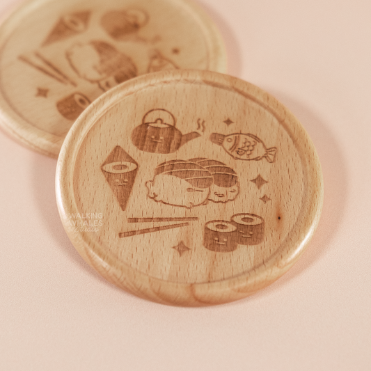 Sushi & Tea Wooden Coaster