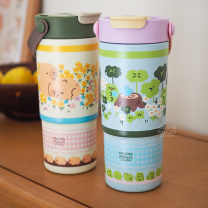 Insulated Water Bottle in Capybara Garden