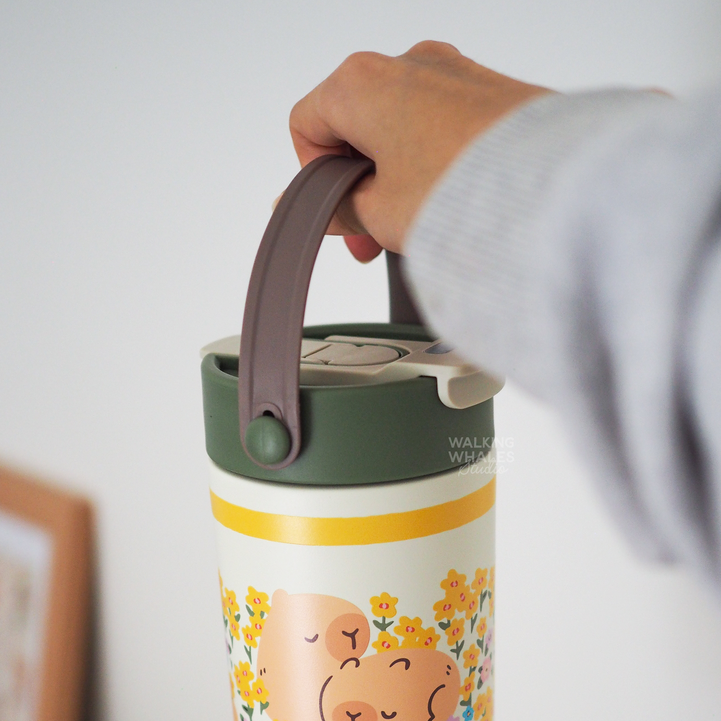 Insulated Water Bottle in Capybara Garden