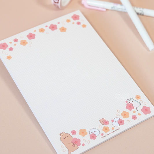 A5 Floral Grid Notepad